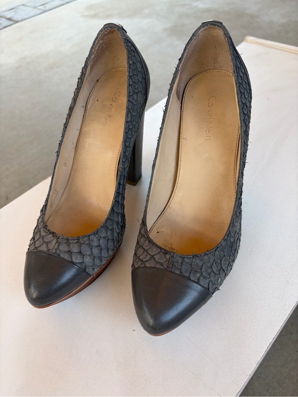 Calvin Klein Grey Kathy Heels, Size 5.5